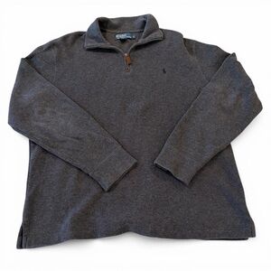 Polo Ralph Lauren Quarter Zip Sweater Men’s Large Charcoal Gray Cotton Pony